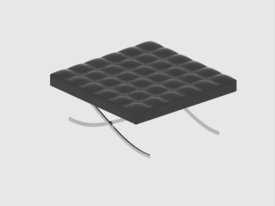 Black Square Tufted Accent Chair with Metal Legs and Modern Minimalist Design 3d model