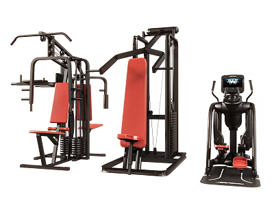 Multifunctional Fitness Equipment With Red Seats And Black Frames For Gym Training 3d model