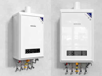 White Wall Mounted Gas Water Heaters For Home Appliance Setup 3d model