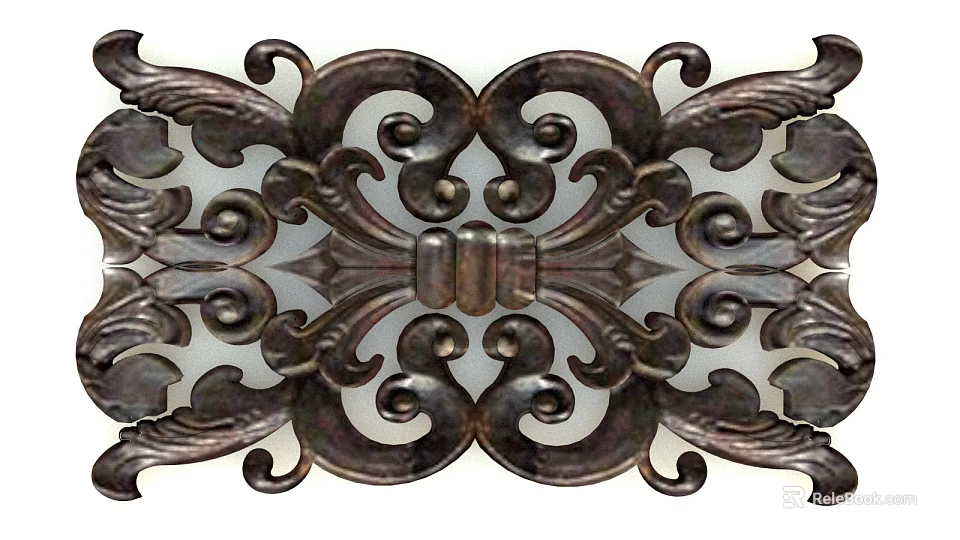 Intricate Artistic Carving In Metallic Material With Symmetrical Curled Patterns And Decorative Design Elements 3d model 