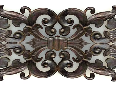 Intricate Artistic Carving In Metallic Material With Symmetrical Curled Patterns And Decorative Design Elements 3d model