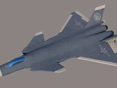 Detailed Modern Gray Fighter Jet 3D Model with Cockpit Wings Engines and Star Emblem 3d model