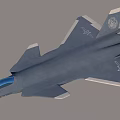 Detailed Modern Gray Fighter Jet 3D Model with Cockpit Wings Engines and Star Emblem