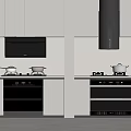 Modern range hood and stove combination 3d model