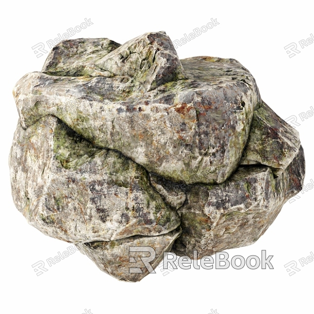 Stone Moss Stone Mountain Stone Old Stone Rock Block Moss Stone Landscape Stone Natural Stone Forest Stone Meadow Stone model