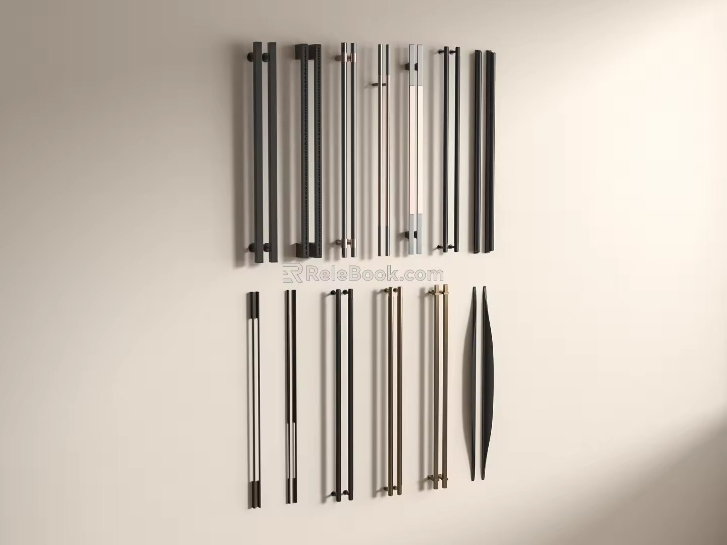 Modern Handhandle Modern Metal Long Handhandle 3d model