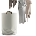 Stylish Hanging Clothes With Beige Storage Basket 3d model