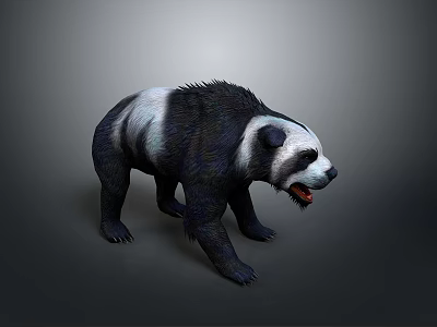 3D Panda Model With Realistic Black And White Fur Detailed Rendering Standing Pose Gray Background 3d model