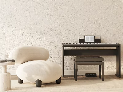 Electronic Keyboard Piano In Modern Cozy Living Room With Armchair 3d model