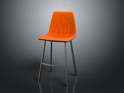 Stylish Orange Upholstered Bar Stool With Metal Legs And Modern Design 3d model