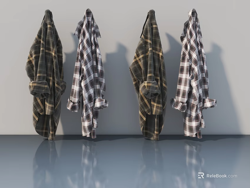 Modern Flush Doors With Classic Plaid Patterns For Home Interior Design 3d model 