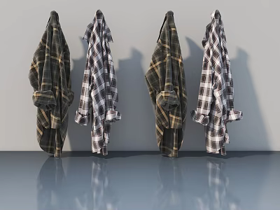 Modern Flush Doors With Classic Plaid Patterns For Home Interior Design 3d model
