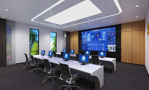 Intelligent central control room of modern monitoring room 3d model