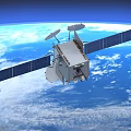 Satellite With Solar Panels And Antennas Orbiting Earth In Space 3d model