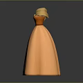 Orange Dress Shaped Decorative Ornament With Transparent Shoulder Detail And Elegant Design