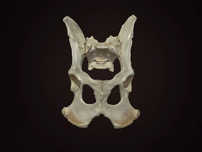 Anatomical Structure Of Light Colored Animal Pelvis Skeleton On Dark Background 3d model