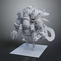 Mechanical Creature Character 3D Model With Armor And Weapon On Base 3d model