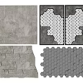 Modern Wall Decor With 3D Geometric Patterns Gray Textured Panels Triangular And Hexagonal Designs 3d model