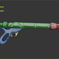 Futuristic Sci Fi Gun With Metallic Silver Finish And Curved Grip
