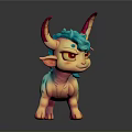 Cute Fantasy Game Movie Character with Turquoise Mane Pink Horns and Spotted Body