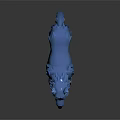 Low Poly 3D Wolf Character Model Featuring Blue Fur Red Eyes Sharp Teeth