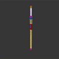 Ancient Long Staff Weapon With Metal Accents And Wooden Shaft Design