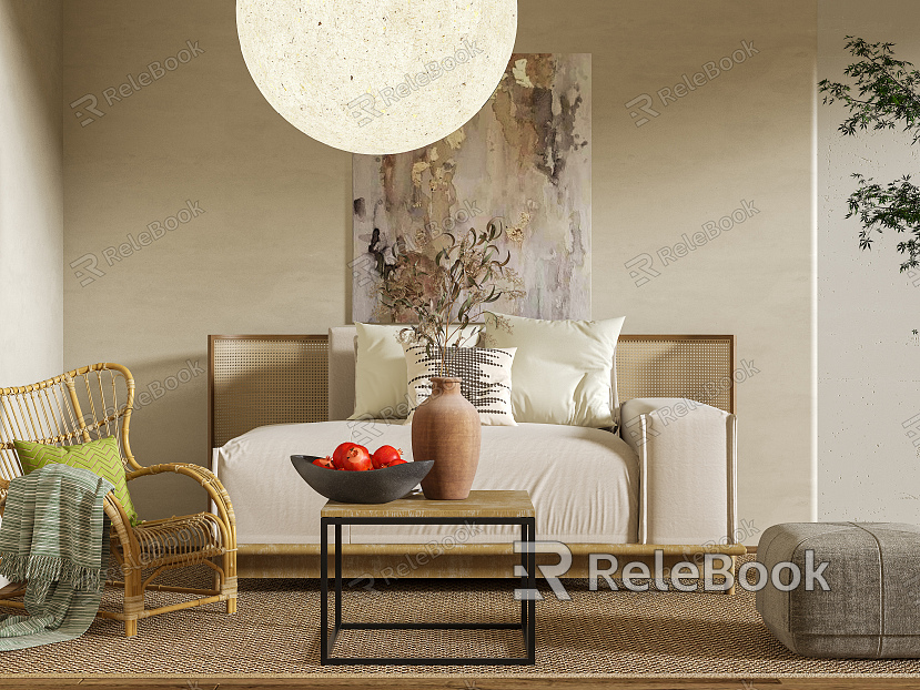 Quiet single person sofa single person sofa tea table combination model