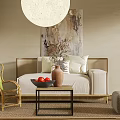 Quiet single person sofa single person sofa tea table combination 3d model