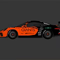 Red And Black Porsche Carrera Cup Race Car With Giants Livery And Rear Wing