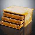Wooden Bedside Table With Three Drawers And Metal Handles Classic Design