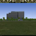 Aerial Planning of Modern Multi Story Building With Greenery and Surrounding Roads