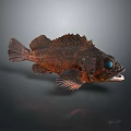 Brown Red Fish Shaped Home Decor With Blue Eyes And Spiky Details