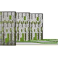Modern Decorative Room Divider With Geometric Cutout Design And Green Plant Accents