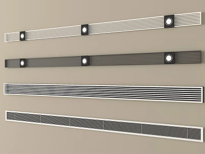 Modern Air Conditioner Vents With Various Silver And Black Wall Mounted Designs 3d model
