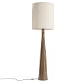 Modern Floor Lamp with Linen Lampshade and Walnut Wooden Stand