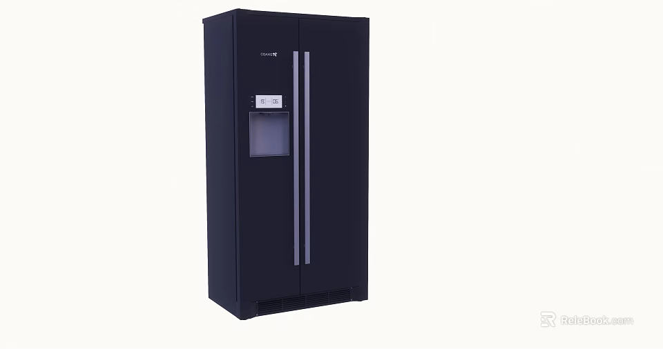 Black Double Door Refrigerator With Water Dispenser And Digital 3d model 