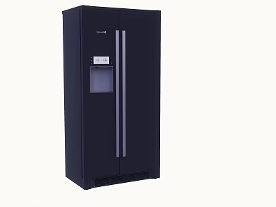 Black Double Door Refrigerator With Water Dispenser And Digital 3d model
