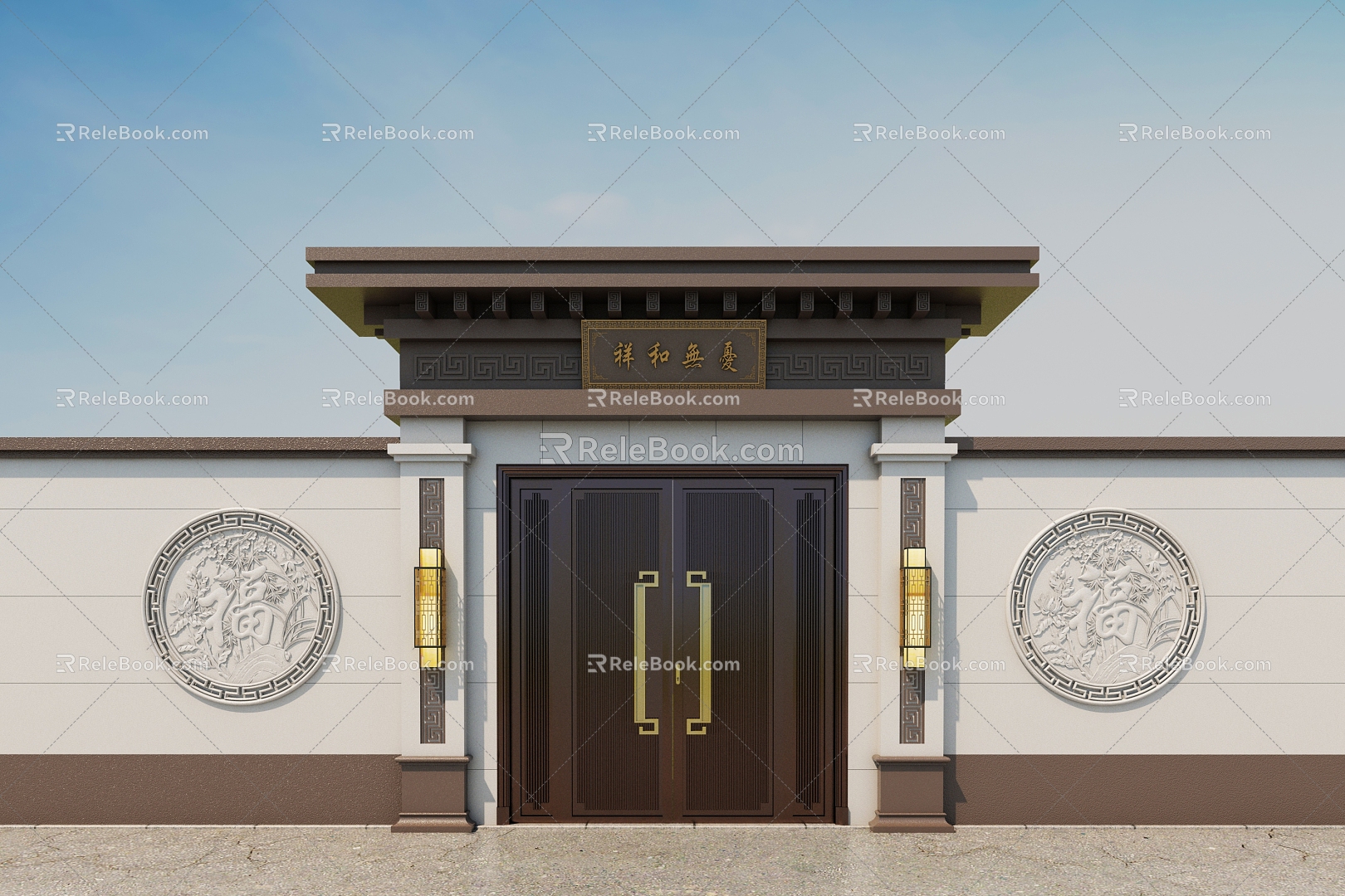 new chinese style gate 3d model