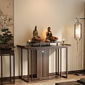 Elegant New Chinese Style Solid Wood Buddhist Altar Cabinet For Home Religious Worship And Decoration