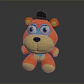 Adorable Red Plush Bear Toy With Black Hat Blue Eyes Yellow Nose And Paws