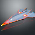 Future Concept Passenger Aircraft Featuring Sleek Aerodynamic Design and Red Illuminated Accents on Dark Surface