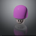 Pink Mushroom With Round Cap Light Base And Smiley Face Design