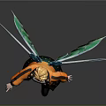 Fantasy Fairy Character Design With Green Wings Orange Jacket White Top And Black Boots
