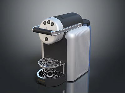 Sleek Black And Silver Coffee Maker With Control Buttons And Cup Tray Design 3d model