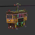 Vintage Yellow New York Tram With Classic Metal Body Steps And Cable Connection