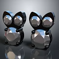 Stylish Modern Earrings Featuring Black Settings Dual Gems And Central Cut Stone