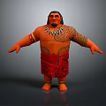 Animated Polynesian Game Movie Character With Traditional Tattoos Red Skirt And Necklace