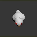 Cute White Chicken 3D Model With Red Cheeks And Yellow Beak