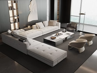 Modern Minotti Sofa Coffee Table Combination 3d model