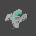 Coiled Snake Skeleton With Green Glowing Interior On Black Background